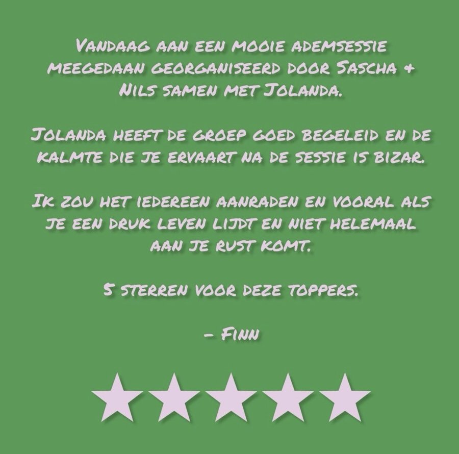 Review van een deelnemer aan de ademsessie